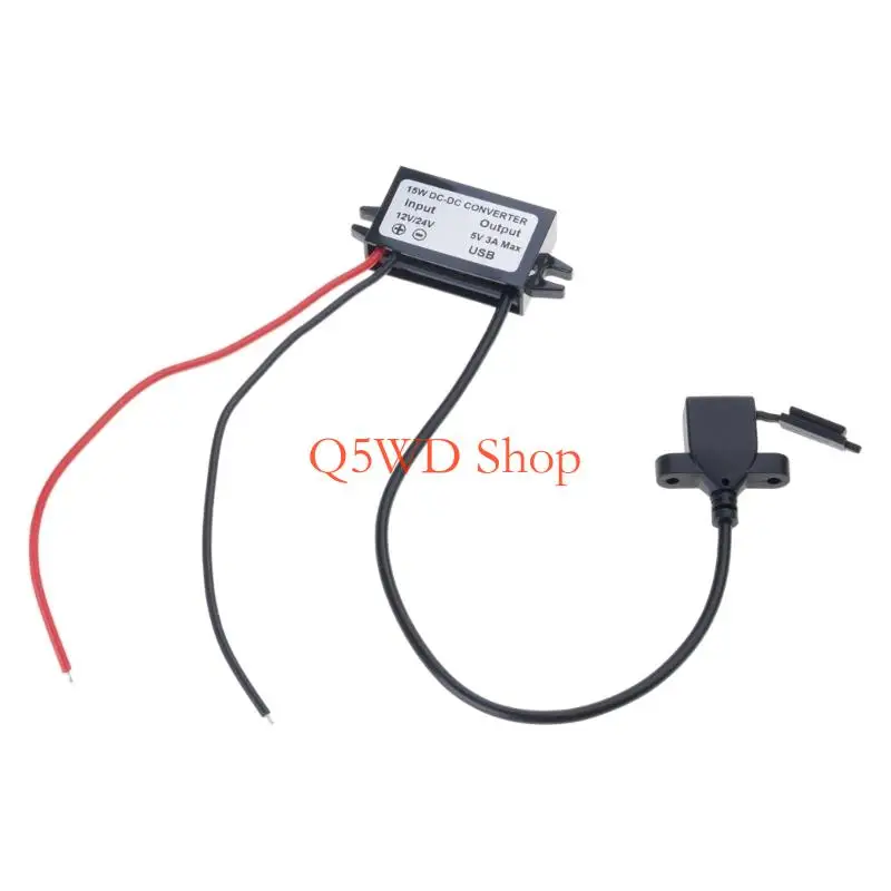

Q5WD Waterproof Steps Down Adapter with Double USB Port Power Adapter for Electronics