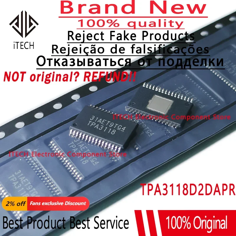 10pcs/lot Original TPA3118 TPA3118D2DAPR HTSSOP32 TPA3118D2 Audio Amplifier Chip 100% New and Genuine in stock