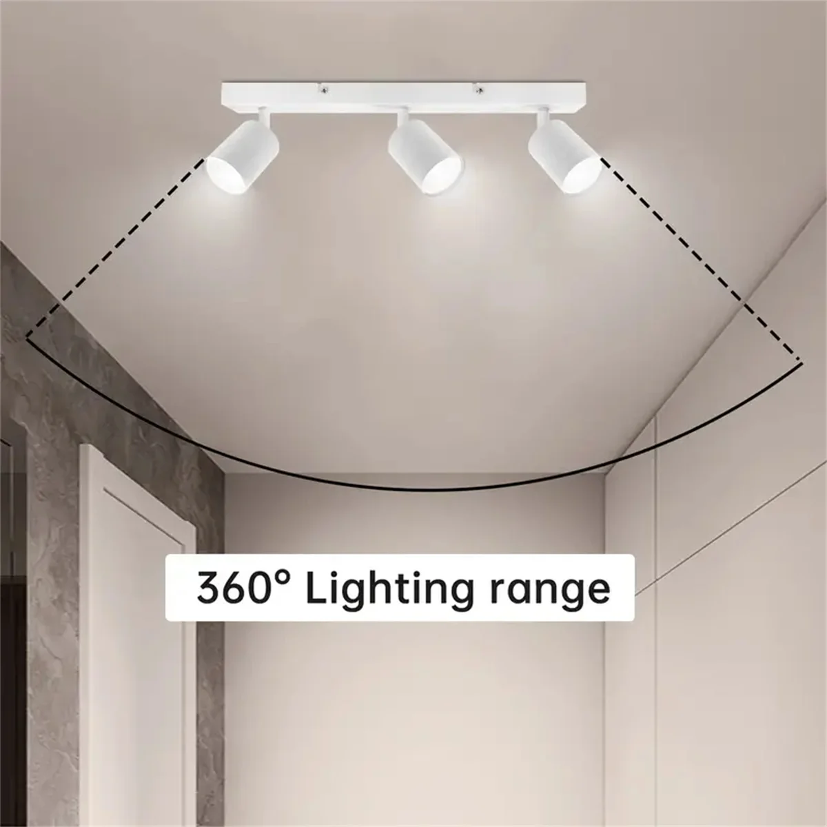 표면 장착 스포트라이트 LED 천장 조명, 3 헤드 벽 램프, 구멍 다운라이트 없음, 거실 집 주방 장식