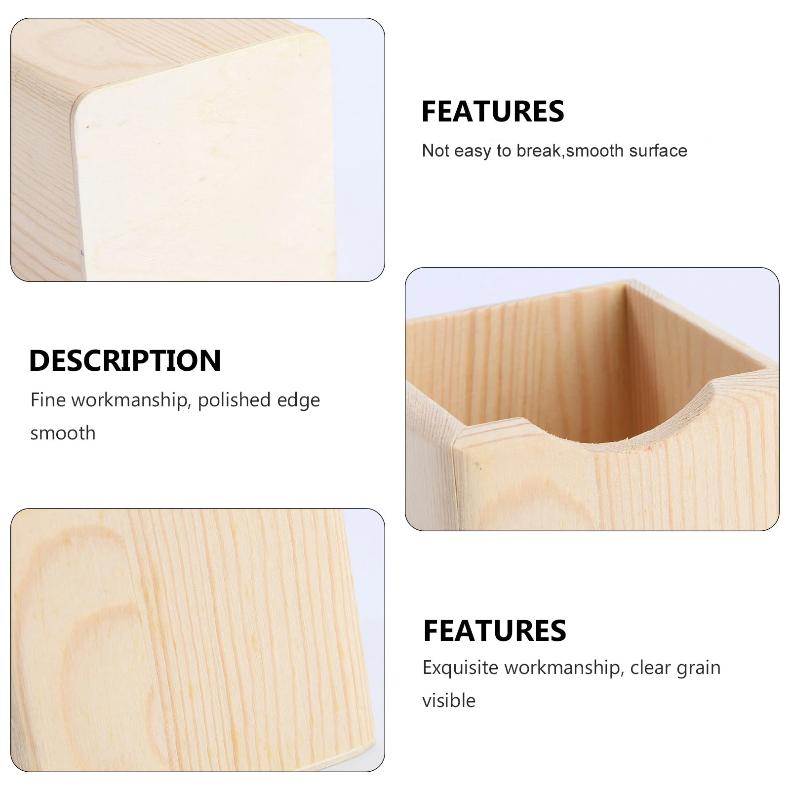 

2 Pcs Wood Container for Desk Organization Pencil Holder DIY Craft Storage Box Office Stationery Accessory