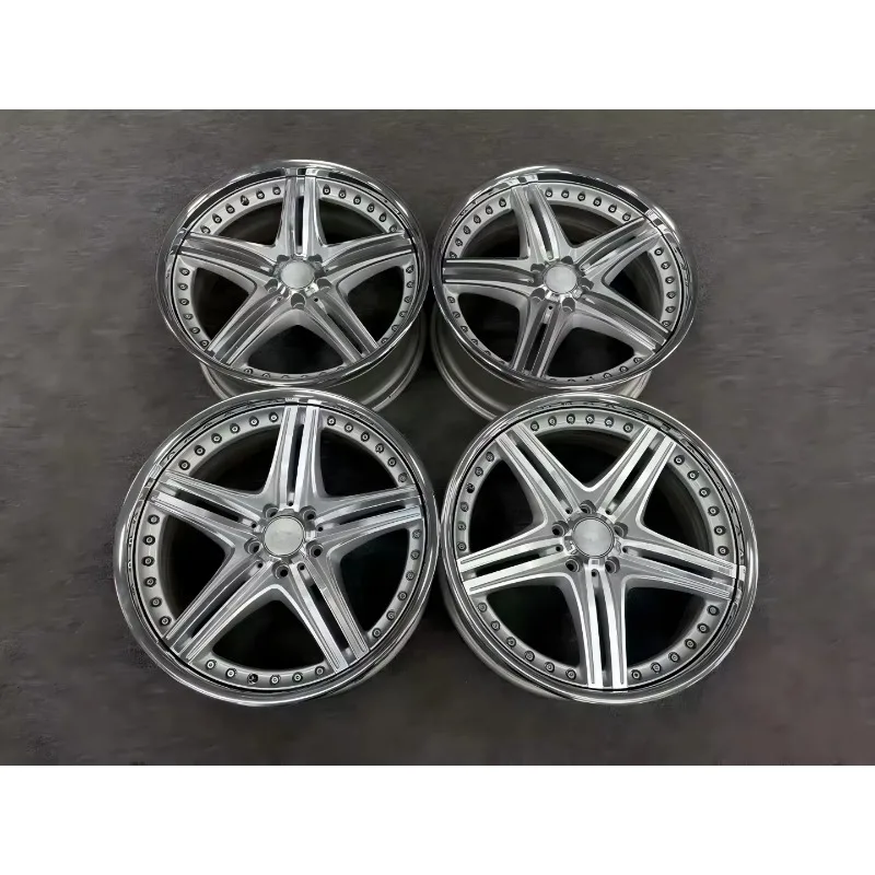 Full Chrome Polished Outer Rim Forged Alloy Wheels Custom Machined Face Brushed Silver Inner Spoke Aftermarket Rims For Muscle C