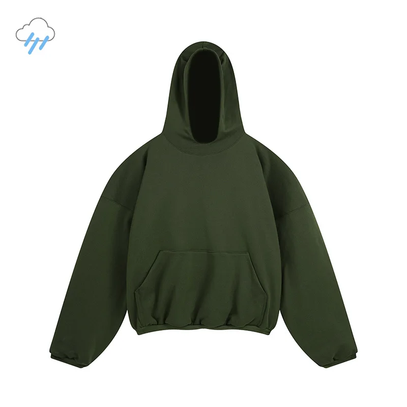 Men Women Best Quality Double Layer Solid Color Kanye West YZY Hoodie Hooded Streetwear 480GSM Pullovers Brown Apricot Charcoal