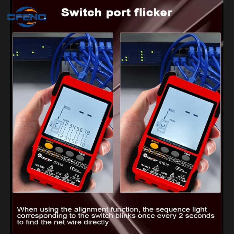 Imagem -06 - Rede Cabo Tester com Display Lcd Pesquisa Digital Teste Poe o Emparelhamento Comprimento Wiremap Tester Personalizado Et616 Et618