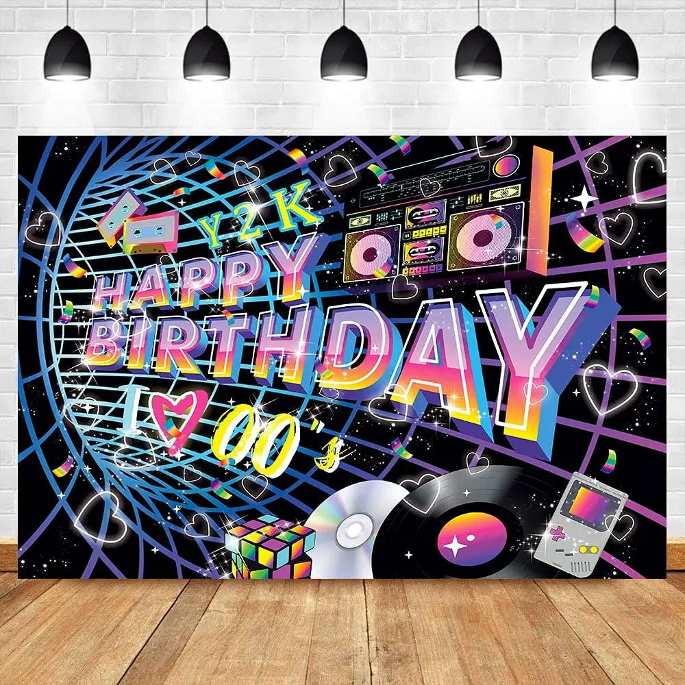 

2000s Birthday Party Photography Backdrop Decoration Neon Graffiti R&B Hip-Hop Y2K Colorful Tunnel Celebration Studio Background