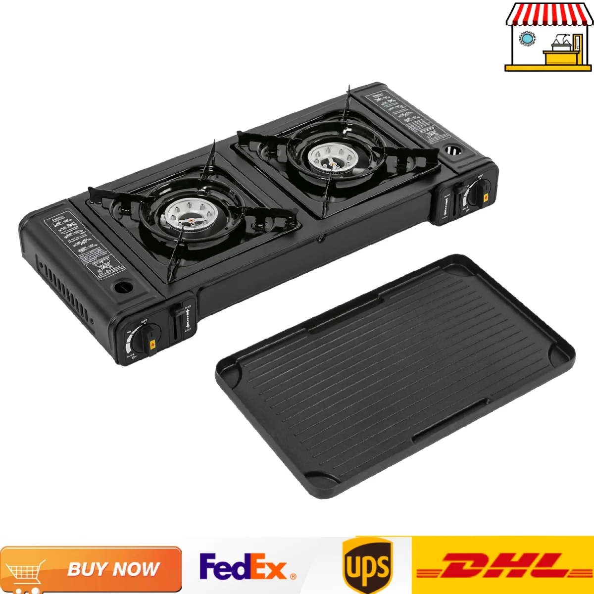 

Butane Gas Camping Stove 3924 BTU Dual Burner Portable Outdoor Grill for Picnic Hiking Trekkin