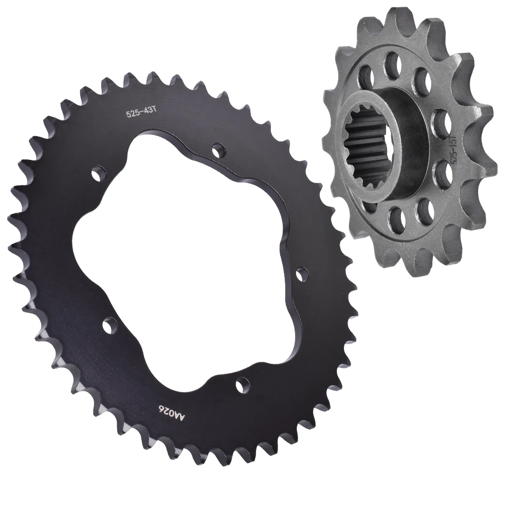 

525 15T 43T Motorcycle Front Rear Sprocket Gear Wheel Cam for Ducati 939 Hypermotard 2016 2017 2018