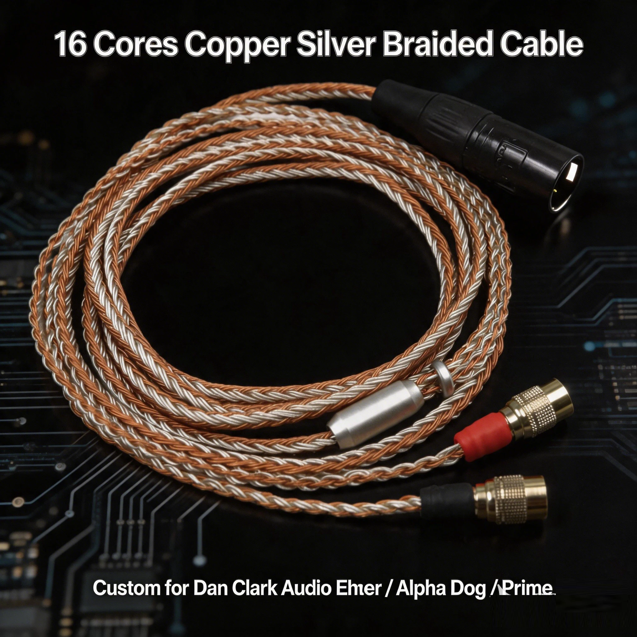 16 Cores 2.5/3.5/4.4mm Copper Silver Braided Headphone Upgrade Cable for Dan Clark Audio Mr Speakers Ether Alpha Dog Prime