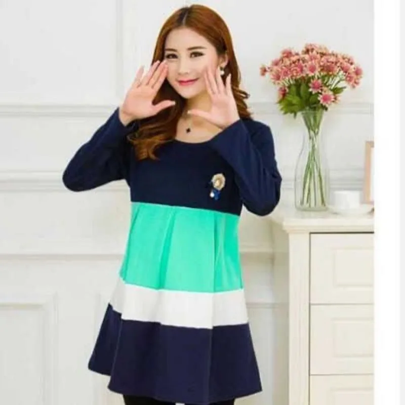 قميص متوسط الطول طويل الطول للأمومة ، قمم بأكمام طويلة ، فساتين فضفاضة ، جديد ، الربيع والخريف ،