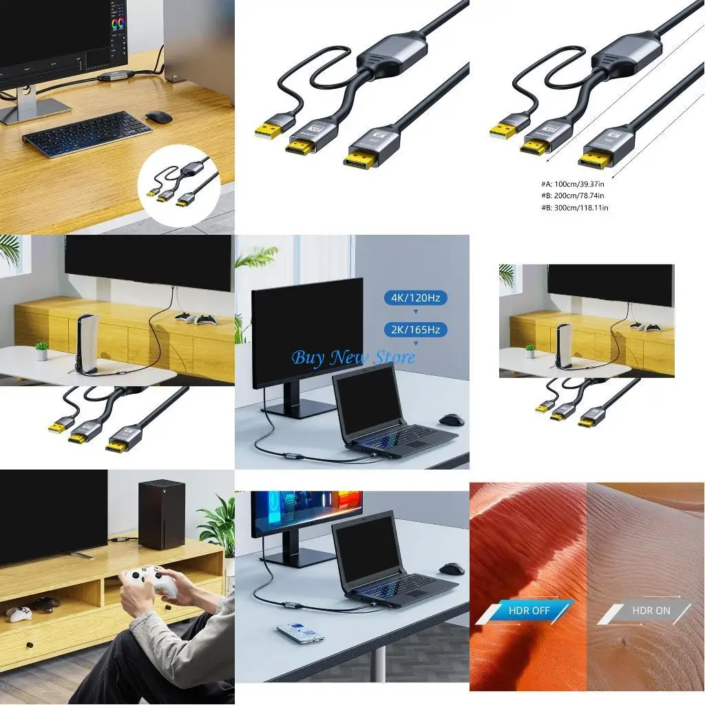 

20CE High Quality 2.1 to DP1.4 Adapter Cable USB Powered HDMI2.1