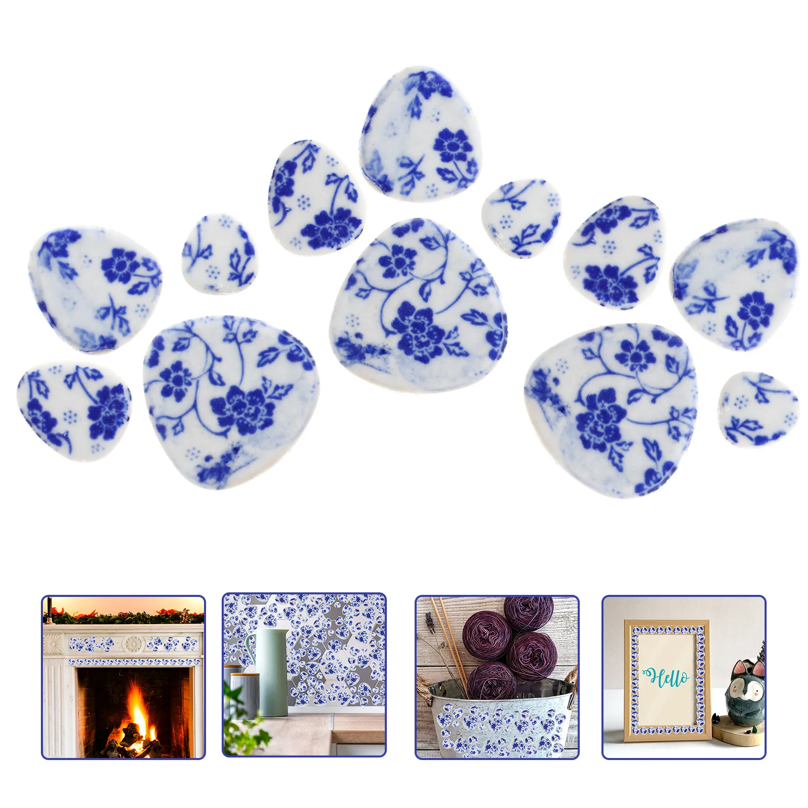 

Blue and White Porcelain Mosaic Tiles Pebble Pieces Ceramic Tiles for DIY Craft Decoration Picture Frame DIY Patch Mosaic Art