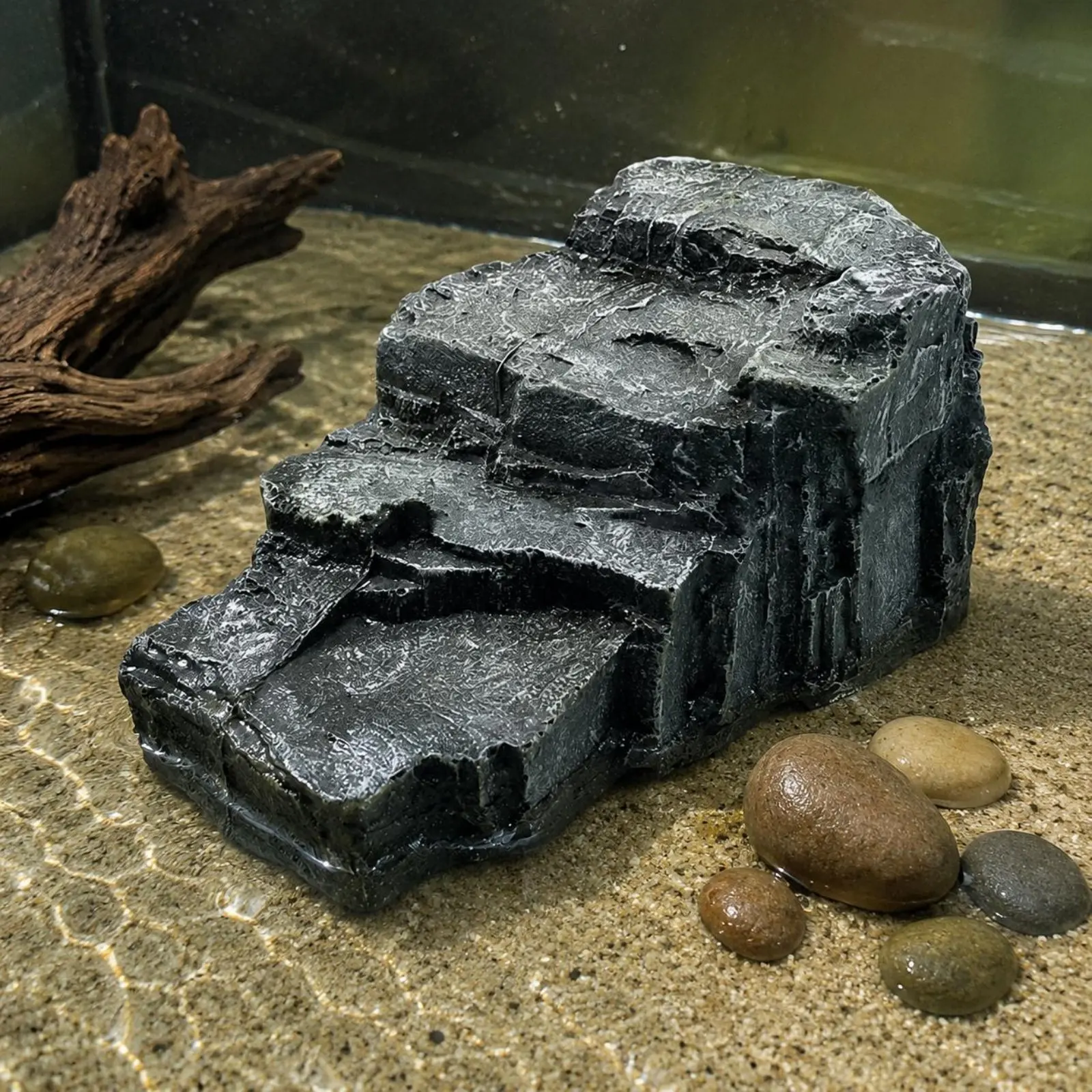 Rock Basking Platform Stepped Turtle Basking Platform Textured Rock Decor Decorative Pet Habitat Item Ph Neutral