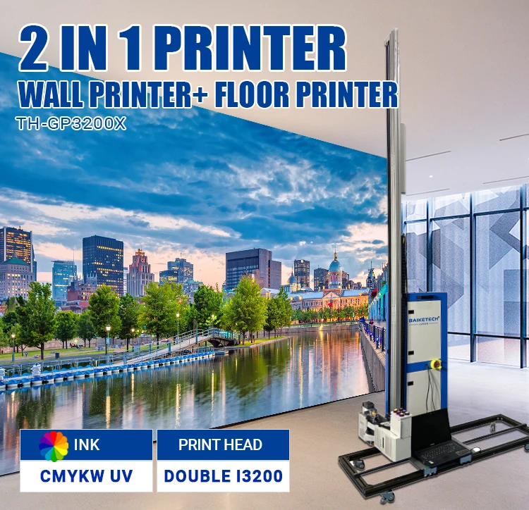 I3200 3D Mural Wall and Floor Printer UV CMYKW Ink Art Print Machine High-Quality High-Precision Vertical Wall Printer Machine