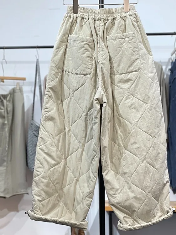 السراويل القطنية الدافئة واسعة الساق الفنية Sle الماس نمط جديد وصول الحلو Sle عالية الخصر مرونة الخصر لارتداء اليومي #4