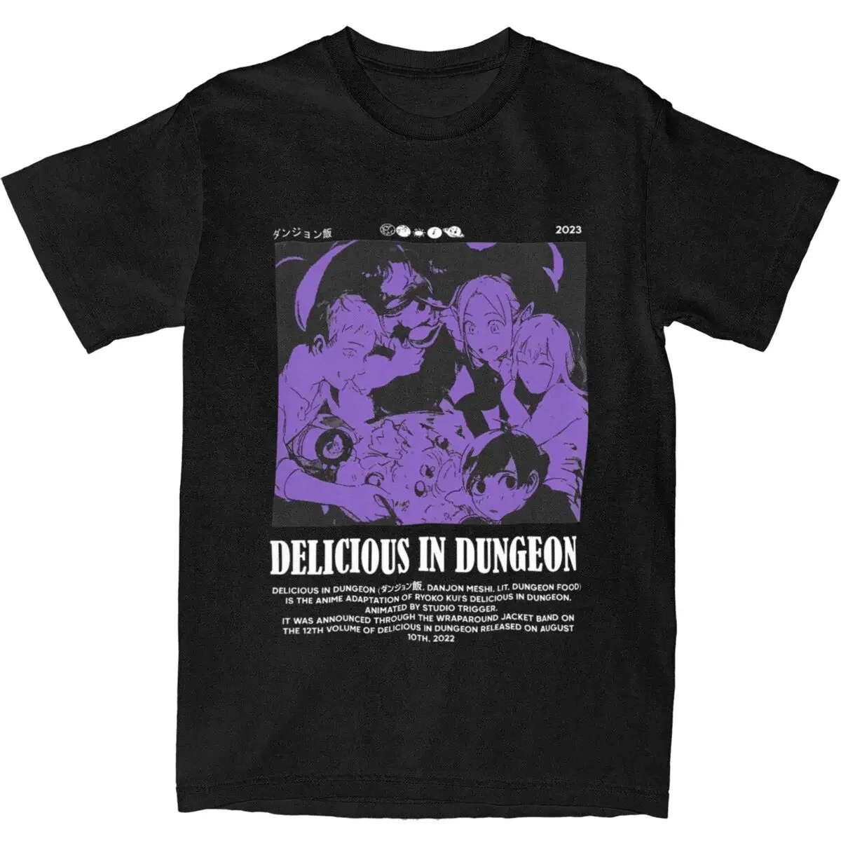 Harajuku Delicious In Dungeon Summer Tee Shirt Men's T Shirt Dungeon Meshi Anime Marcille Laios T-Shirts Y2K Cotton Tops fashion