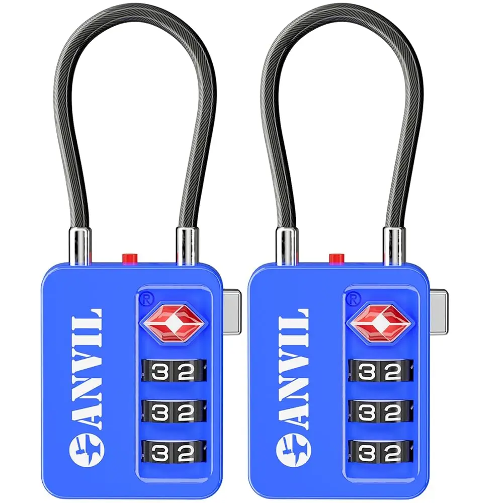 

TSA Locks for Luggage with Search Alert: Durable Cable Combination Locks, TSA Approved - Secure Travel Locks for Suitcases,
