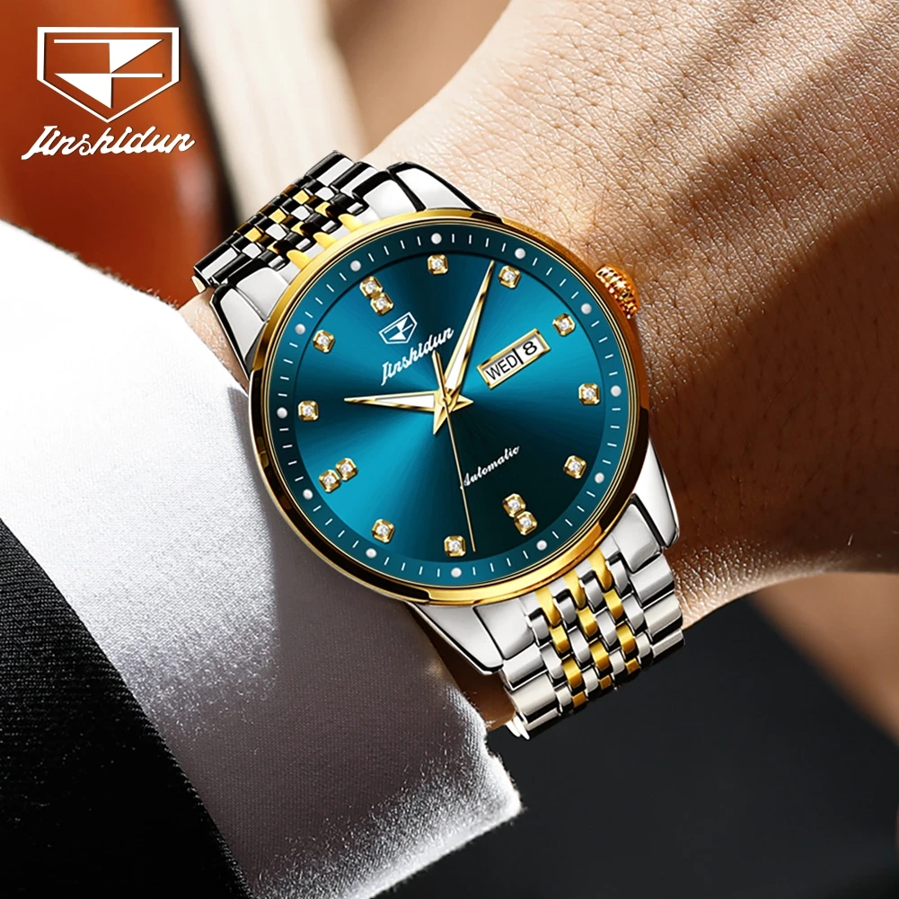 JSDUN 8960 Classic Watch For Men Timekeeping Waterproof Luminous Automatic Mechanical Wristwatch Dual Calendar Luxury Man Watch
