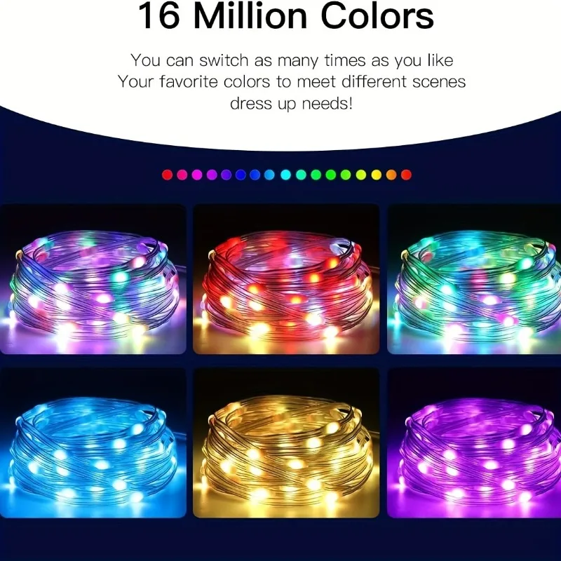 スマート LED フェアリーライト USB 電源アプリボタン制御音楽同期ウォームホワイト銅クリスマスハロウィン新年ホリデー装飾