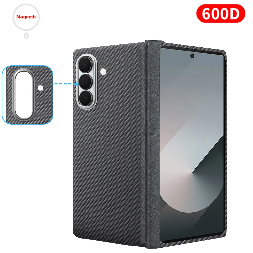 Voor samsung z fold 7 carbon case 600d kevlar aramidevezel magsafe stof ultradunne harde cover magnetische balck Slim light premium