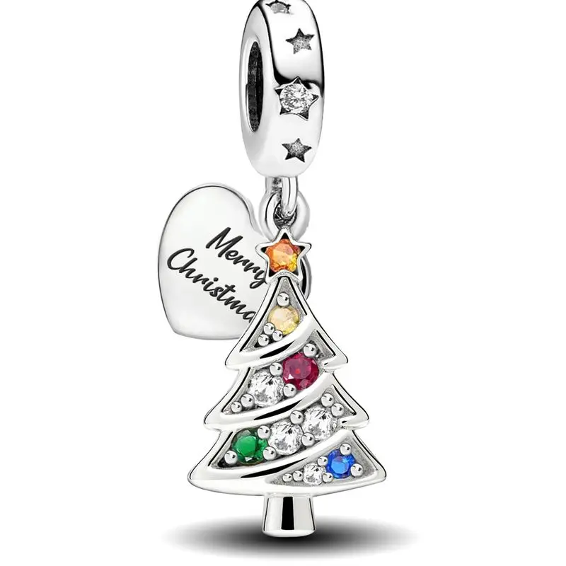 925 فضة كلاسيكي جرس شجرة عيد الميلاد سلسلة عيد الميلاد خرزة ساحرة تناسب سوار ذاتي الصنع صنع هدية من المجوهرات عالية الجودة