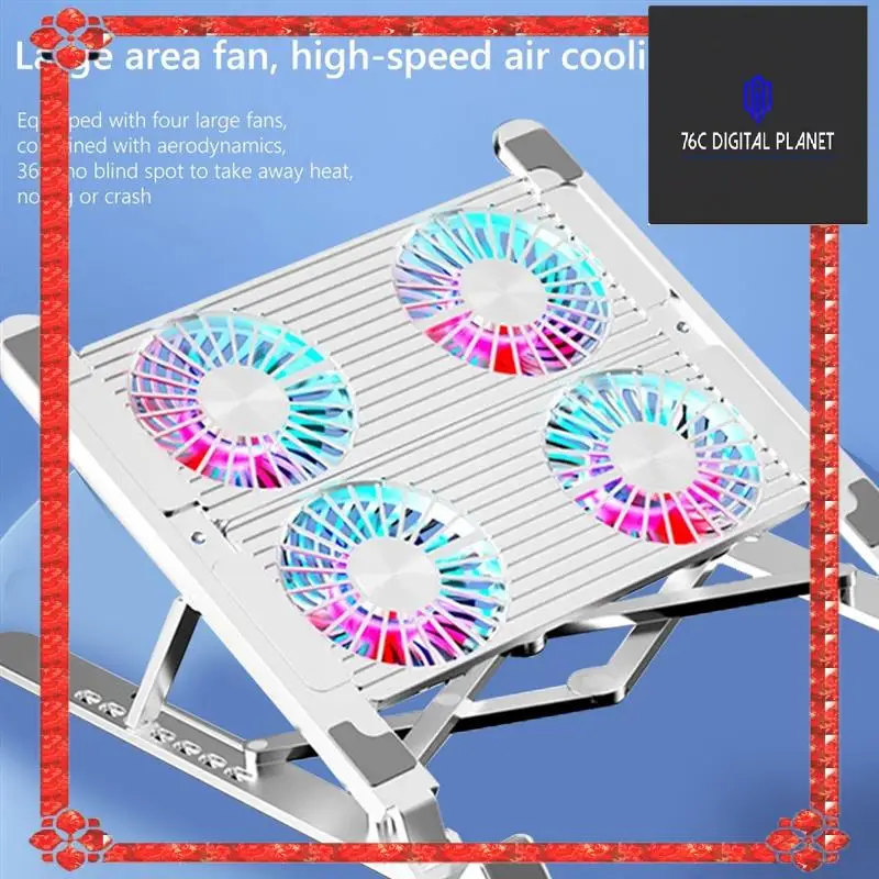 

24-Hour Delivery Laptop Cooling Stand Foldable Laptop Cooling Pad With 4 RGB Silent Fans For Laptop Portable Cooler