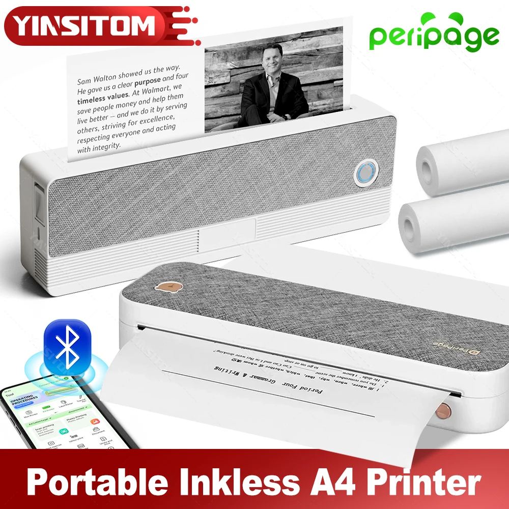 Peripage Portable A4 Thermal Printer No Ink Bluetooth A4 Paper Tattoo Picture HD Printing Mini Printer For Office Study Tattoos