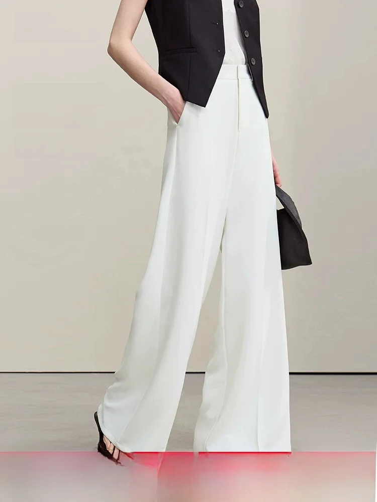 

Summer New Style Wide Leg Pants Loose Casual Women High Quality Laid-back Style Commute Wind Polyester Fiber Straight Tube