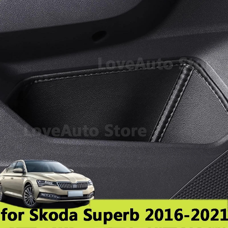 

Car Front Rear Door Inner Armrest Handle Door Multifunctional Storage Box for Skoda Superb 2021 2020 2019 2018 2017 2016