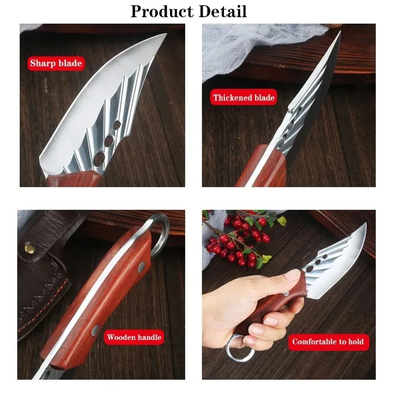 Handmade Forged Knife Meat Bone Knife Fruit Slicing Knife Stainless Steel Kitchen Chef Knife Perfect for Household Knives