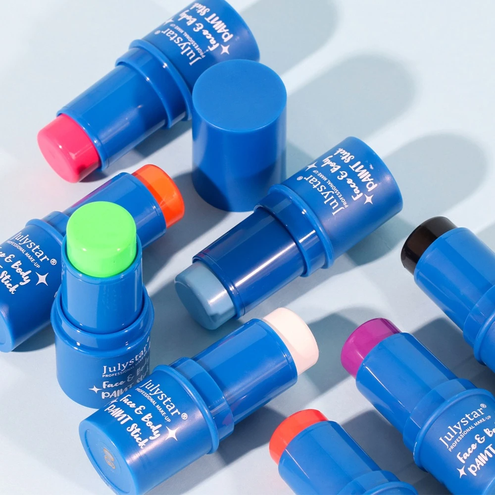 ハロウィンフェイスペイントスティック 水性配合 蛍光色 ボディアートや舞台メイク用 簡単に洗い流せる カーニバルパーティー用