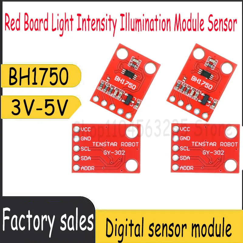 

BH1750 Red Board Light Intensity Illumination Module Sensor BH1750FVI 3V-5V