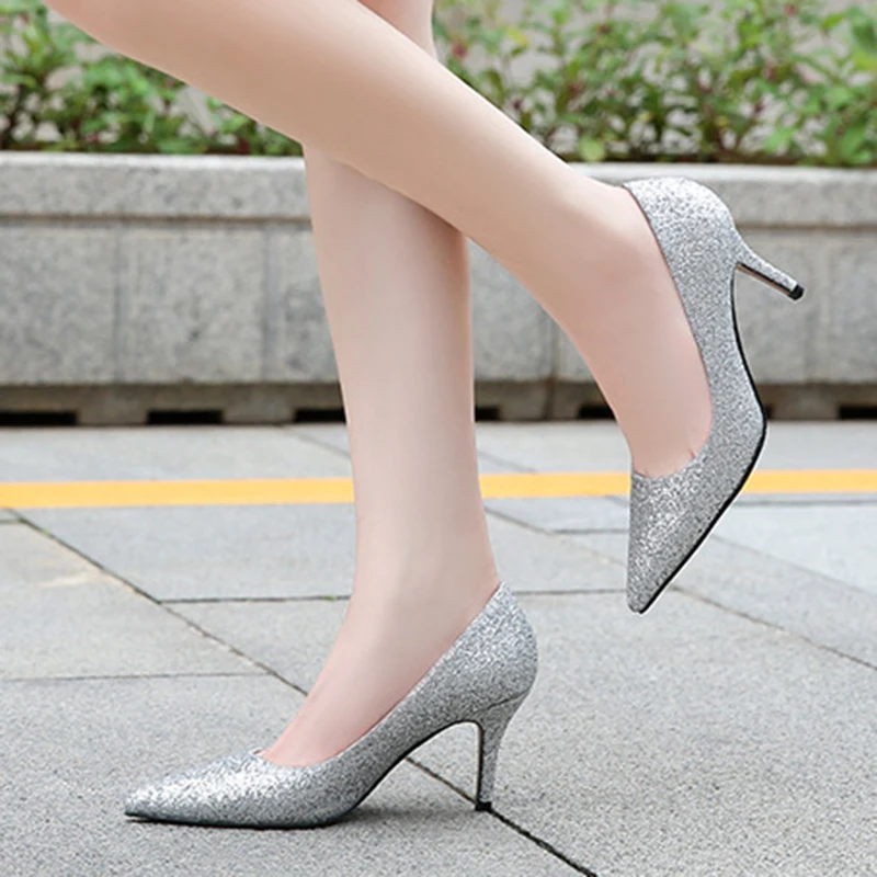 High Heel Pumps Brand Fashion Big Size 35-44 45 46 Pumps Women Daily Design 7.5 Cm Shoes New Style Flash Point