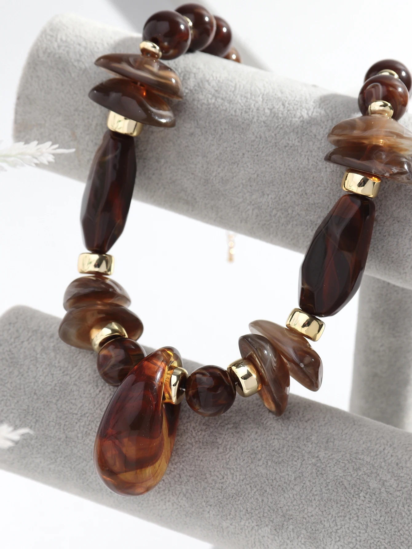 Vintage Acryl Unregelmäßige Geometrische Perlen Halsketten für Frauen Übertrieben Harz Waterdrop Anhänger Halsband Handgemachte Schmuck Geschenke – Detail 4