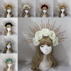 Headdress Parts Gold Silver Handmade Wedding Headpiece Gothic Lolita Tiara DIY Crown Material Kits Sun Goddess Headwear