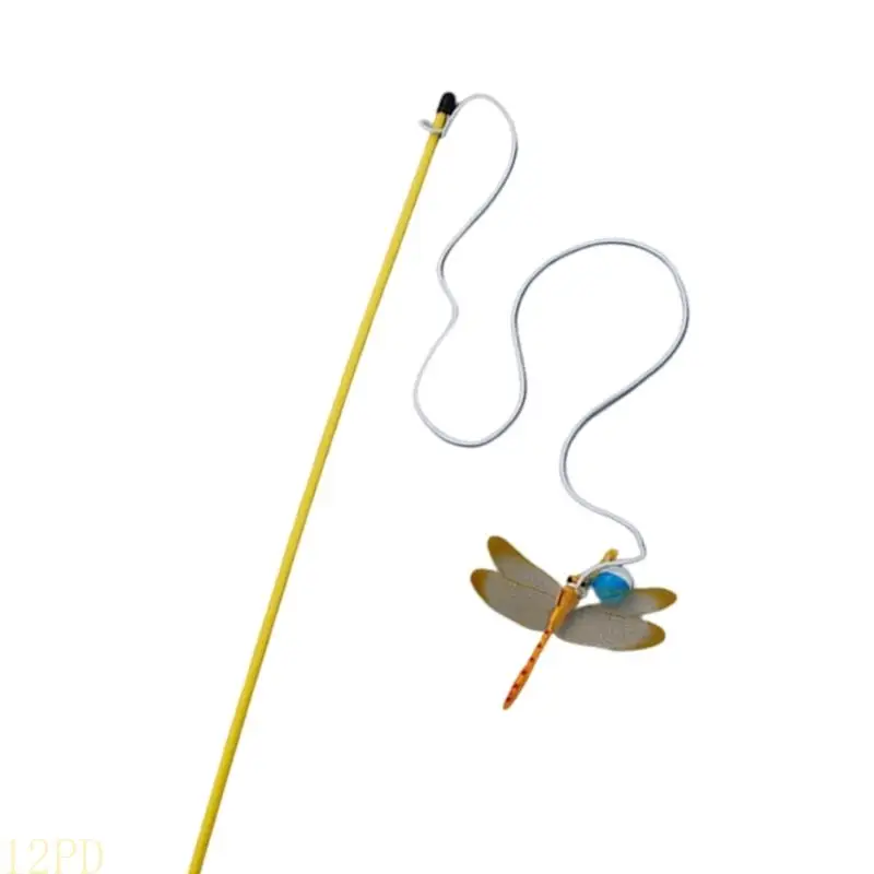 12PD Fun Dragonflies Cats Teaser Wand Toy with Bells Interactive Play Activity