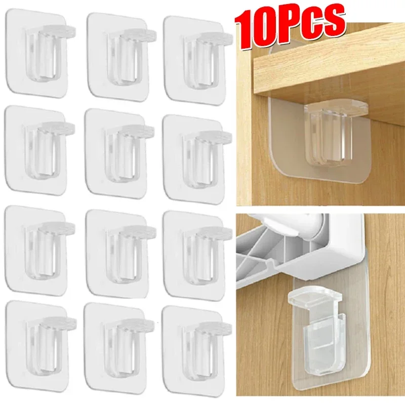 10/2Pcs Self Adhesive Support Hooks Transparent Self Support Pegs Rack Strong Partition Layer Fixed Paste Bracket Wall Hangers