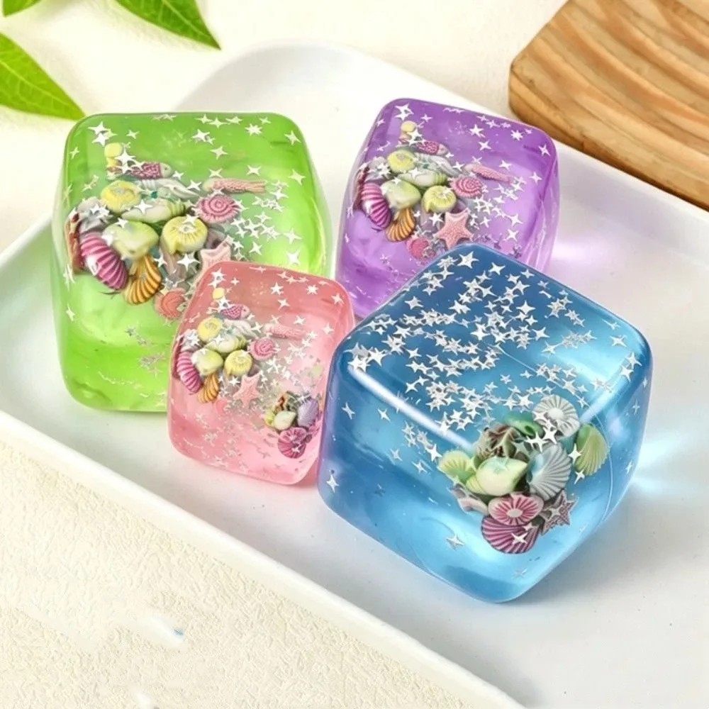 Slow Rising Blue Ocean Ice Cube Stress Balls Slow Rebound Soft Squishy Ocean Squishy Balls Square Shape Shell Filled