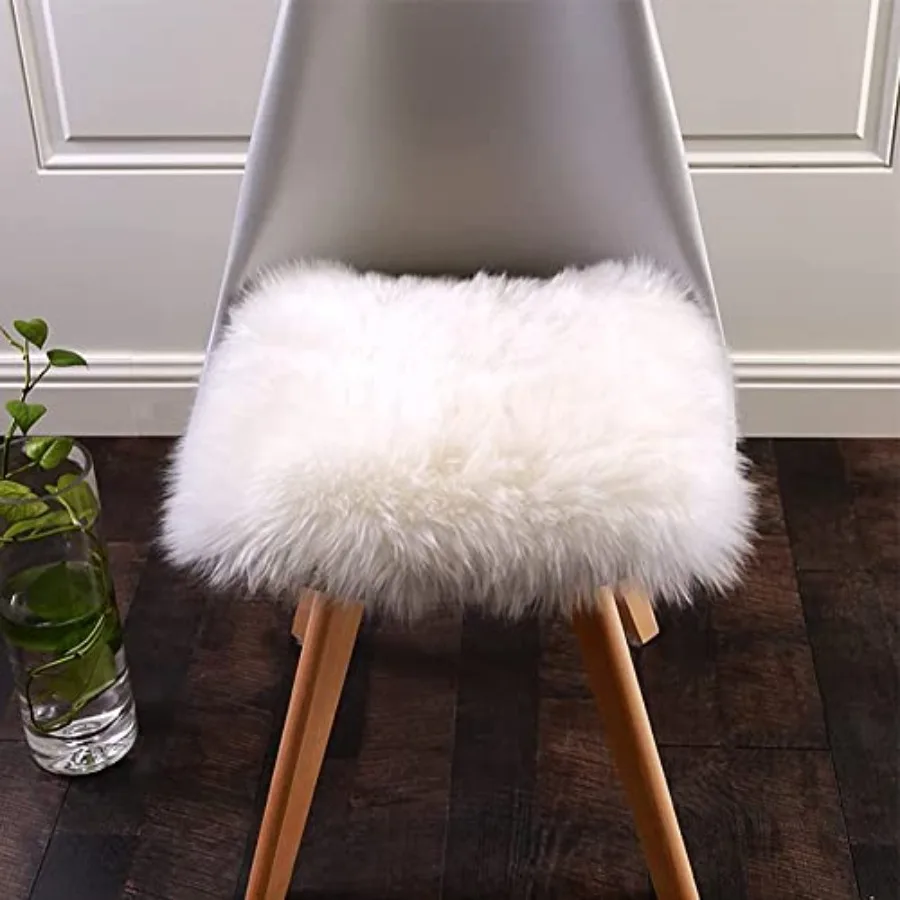 

Faux Fur Sheepskin Chair Cover 4 PCs Seat Cushion Pad Super Soft Area Rugs for Living Bedroom Sofa Dorm 1.6ft x 1.6ft