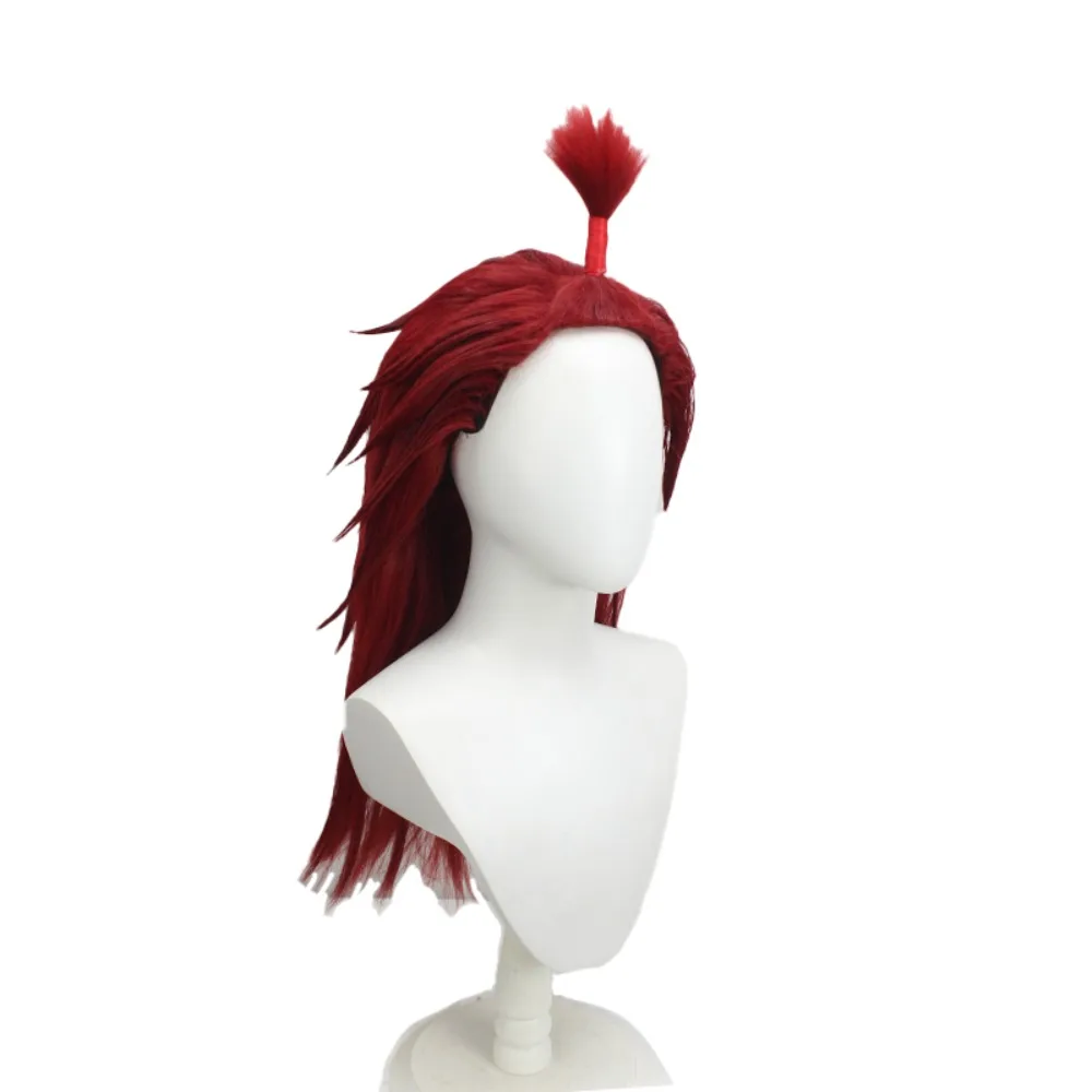 몬스터 헌터 아쿠마 코스프레 가발 스트리트 파이터 고우키 스파이키 업워드 포니테일 다크 레드 헤어