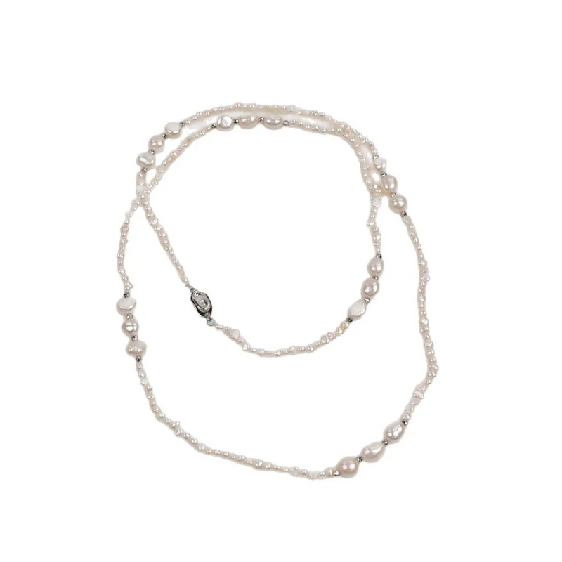Baroque Double-Sided Light Small Stone Sweater Chain Cheongsam Natural Freshwater Pearl Necklace Choker