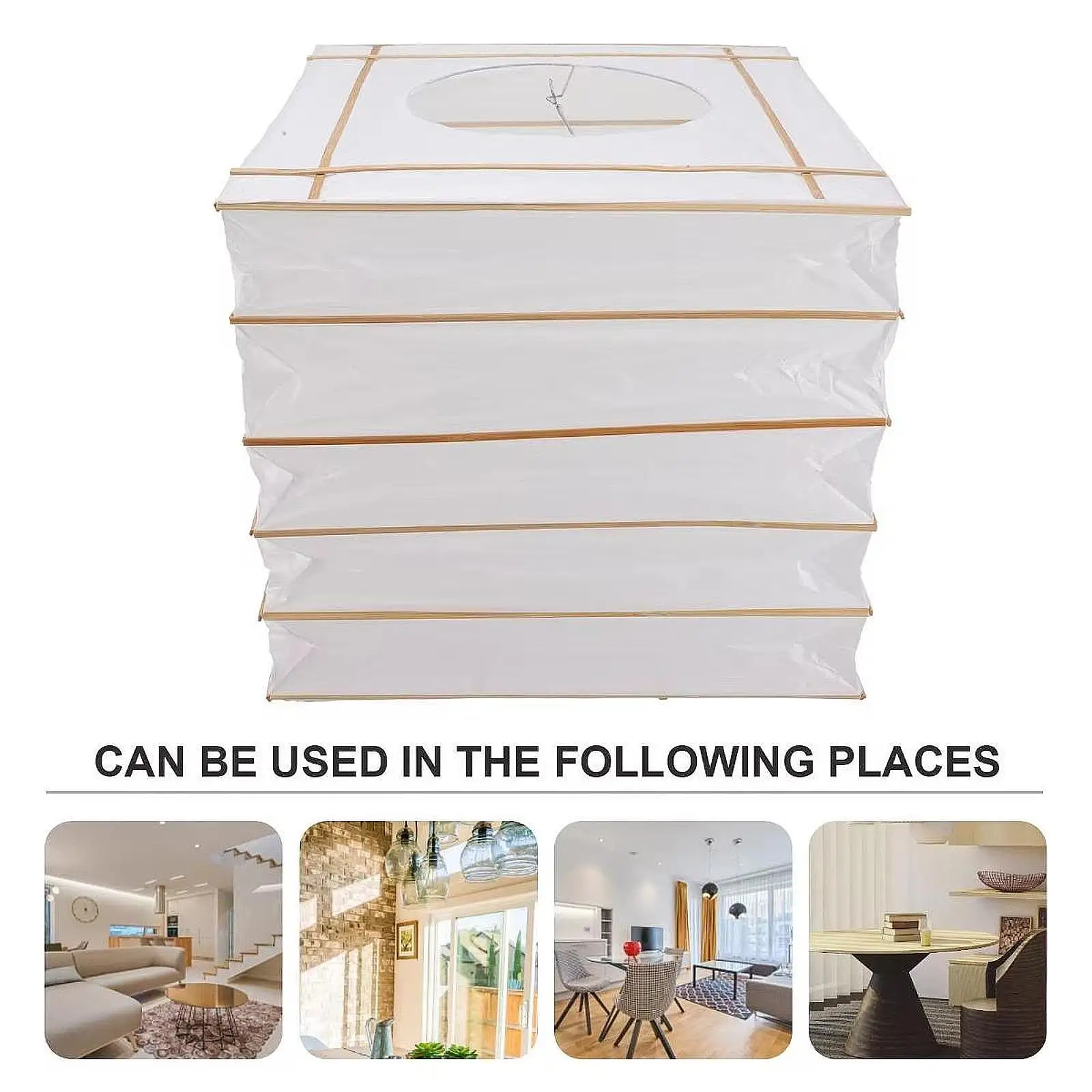 

Folding Paper Lantern Cover Hanging Paper Lantern Shade Rectangle Lantern Cover Decoration for Restaurant Hotel Farmhouse Bar
