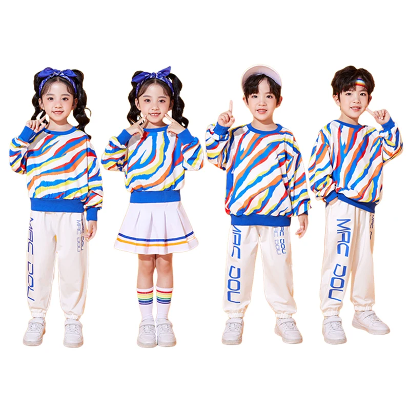 Teenager Hip-hop Dance Costume Clothes for Twins Boy and Girl Streetwear Style Clothing Suit Kids Performance Street Wear Outfit