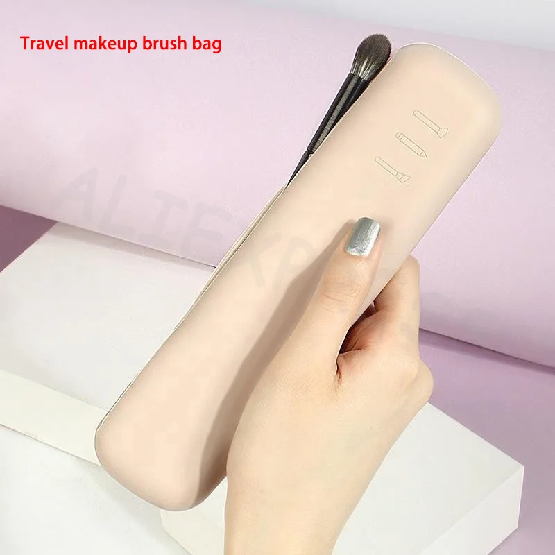 Travel Makeup Brush Holder Silicone Cosmetic Brushes Bag Makeup Sponge Case Portable Waterproof Makeup Tools For Women Girls