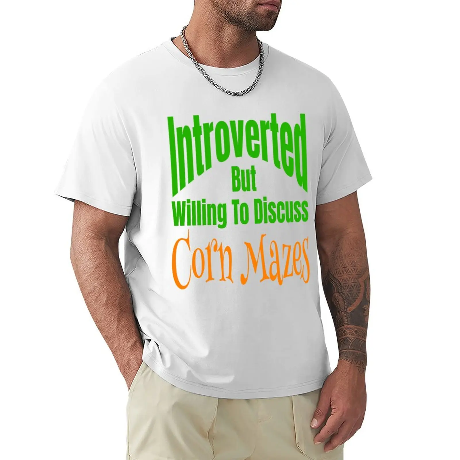 Introverted But Willing To Discuss Corn Mazes Fall Autumn Corn Maze Funny Humor T-shirt cute tops heavyweights t shirt for men