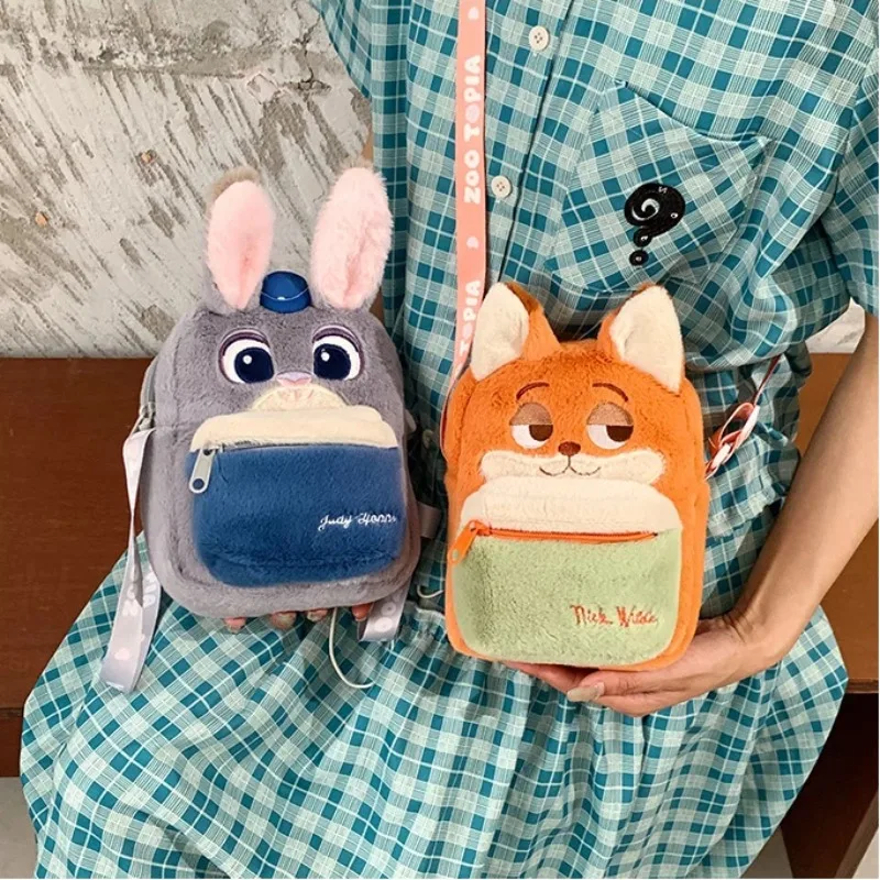Kawaii ديزني Zootopia 2 حقيبة ظهر قطيفة جودي نيك حقيبة كروسبودي حقيبة التخزين أفخم أنيمي لعبة فتاة الأطفال هدية الكريسماس #1
