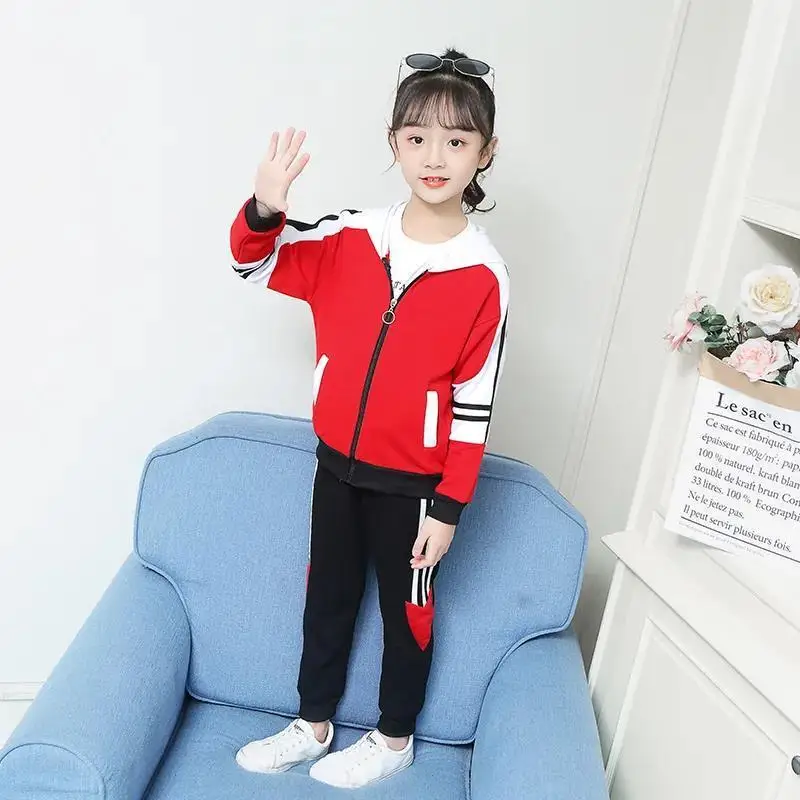 Girl Fashion Outfit 2Pcs Set Spring Autumn Toddler Girls Hooded Cotton Sweatshirt+Pants Student Tracksuit Boutique Girls Clothes