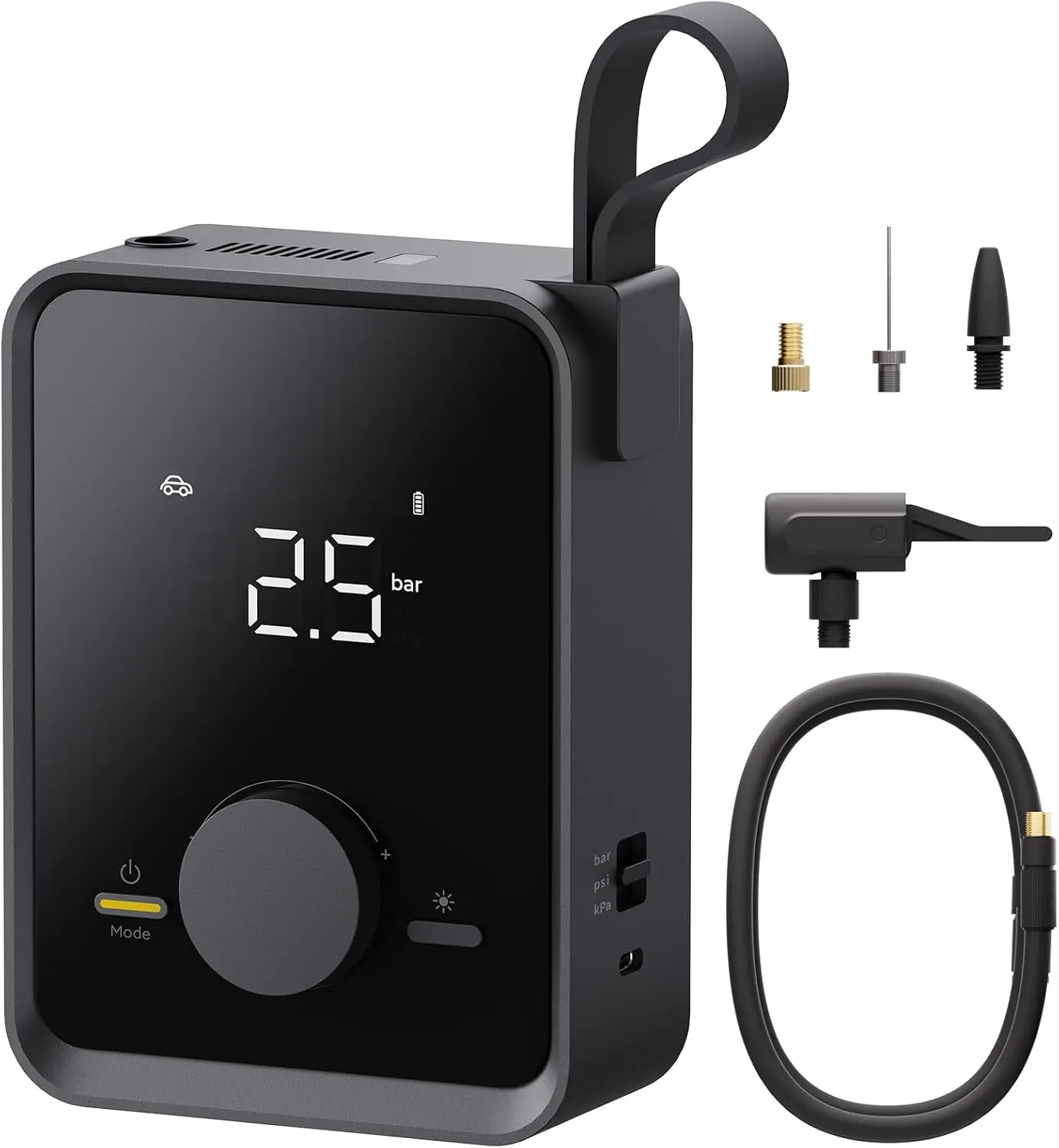 

Portable Electric Air Pump with Digital Gauge, 120PSI for Car Motorcycle Bike Ball, Cordless Fast Inflation
