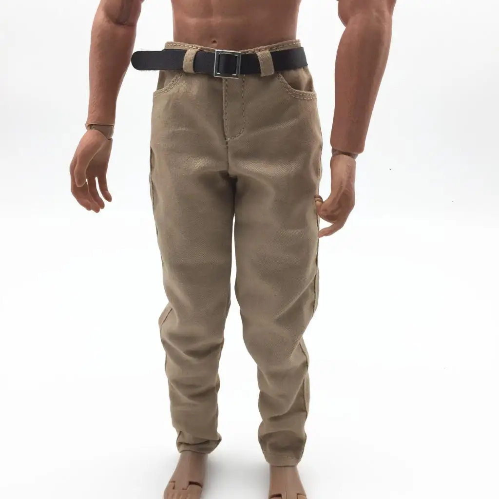 1:6 Scale Male Khaki Trousers w/ Belt for 12'' Action Figure TC Dragon