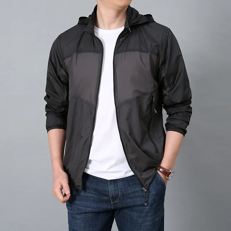 

Mens Ultra Thin Jacket Lightweight Hooded Sun-protection Coat Summer Outdoor Hiking Camping Fishing Quick Dry Breathable Outwear