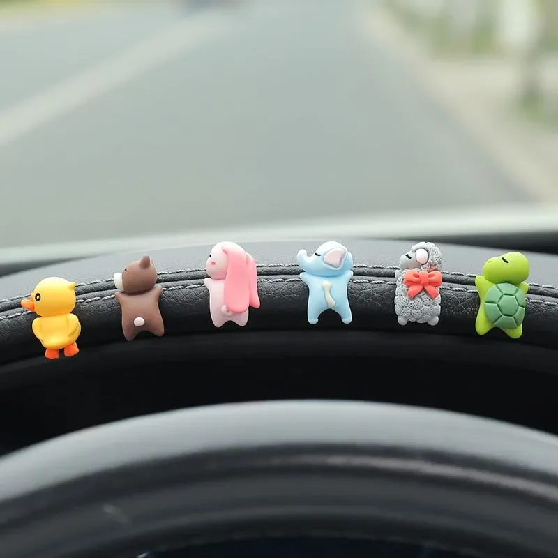 Cute Animal Car Dashboard Ornaments Decoration Sleeping Mini Cartoon Toy Auto Motorcycle Paste Ornament Pendant Decor