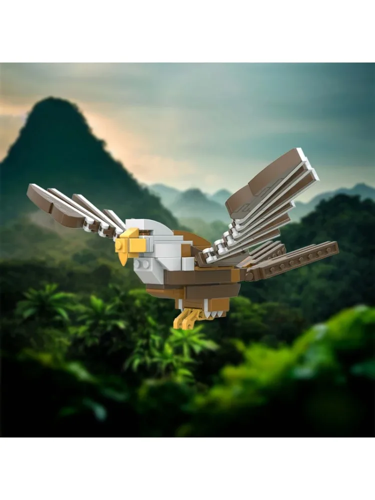 188PCS MOC Animal Birded Creative Building Block Assembly Model MOC-158497 Bald Eagle Iconic Building Block Toy Holiday Gift